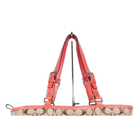 Coach Unisex Large Tan Orange Signature Hamptons Book Tote Bag Monogram Purse - Picture 6 of 12